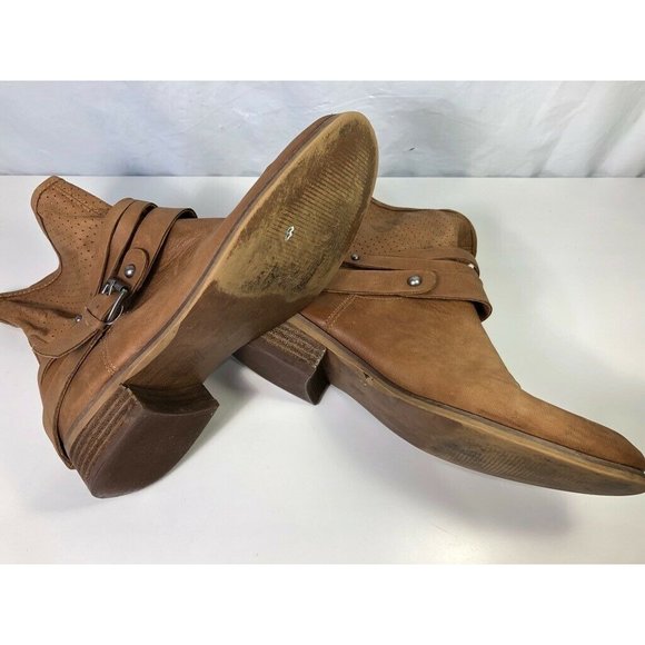 Marc Fisher Womens Rosan Ankle Boots Brown Buckle Perforated Pull On 5.5 M - Picture 8 of 10